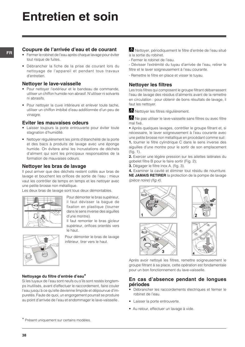 Entretien et soin | Indesit DSG-5731 User Manual | Page 38 / 80
