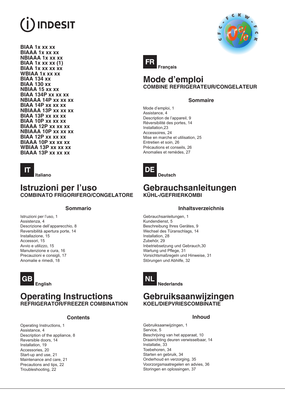 Indesit BIAA-13-X-H User Manual | 68 pages