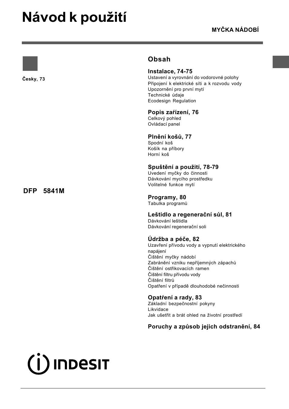 Indesit DFP-5841M-NX-EU User Manual | Page 73 / 84