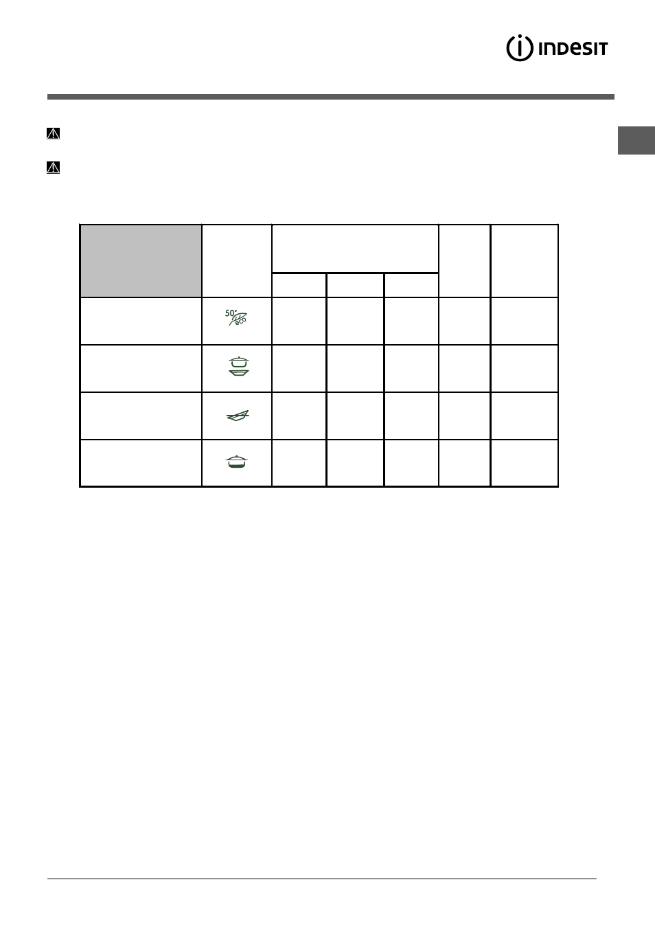 Programmes | Indesit DIF-14.R User Manual | Page 29 / 80