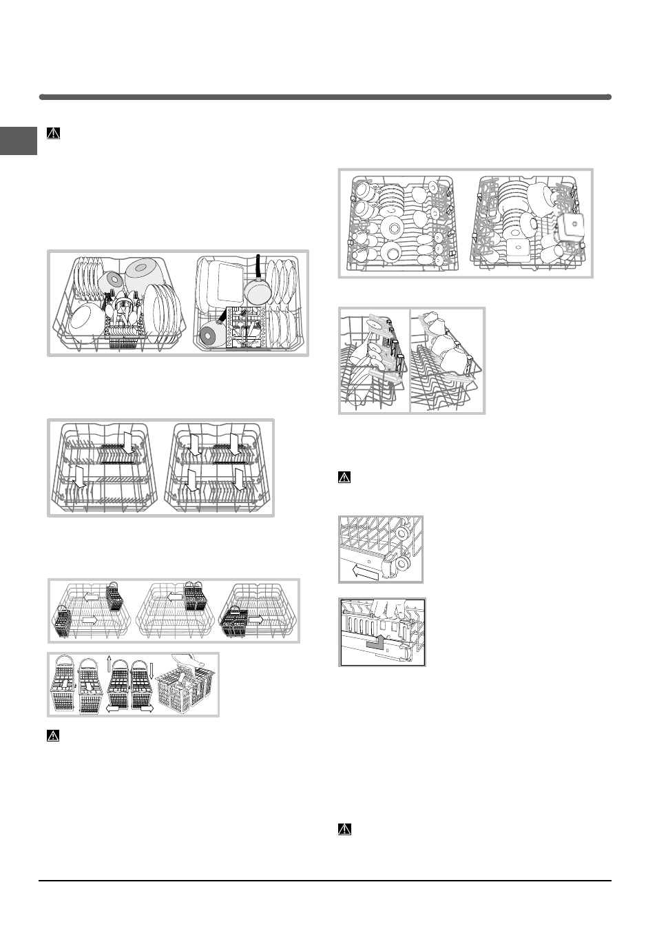 Carregar os cestos, Cesto inferior e cesto dos talheres, Cesto superior | Indesit DIF-14.R User Manual | Page 60 / 80
