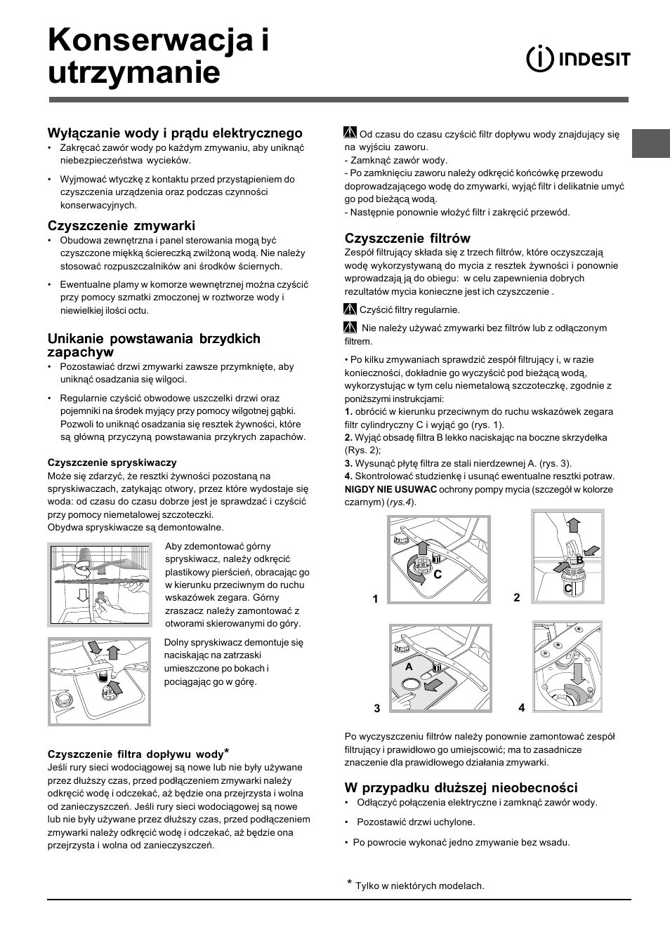 Konserwacja i utrzymanie | Indesit DIF-14.R User Manual | Page 75 / 80