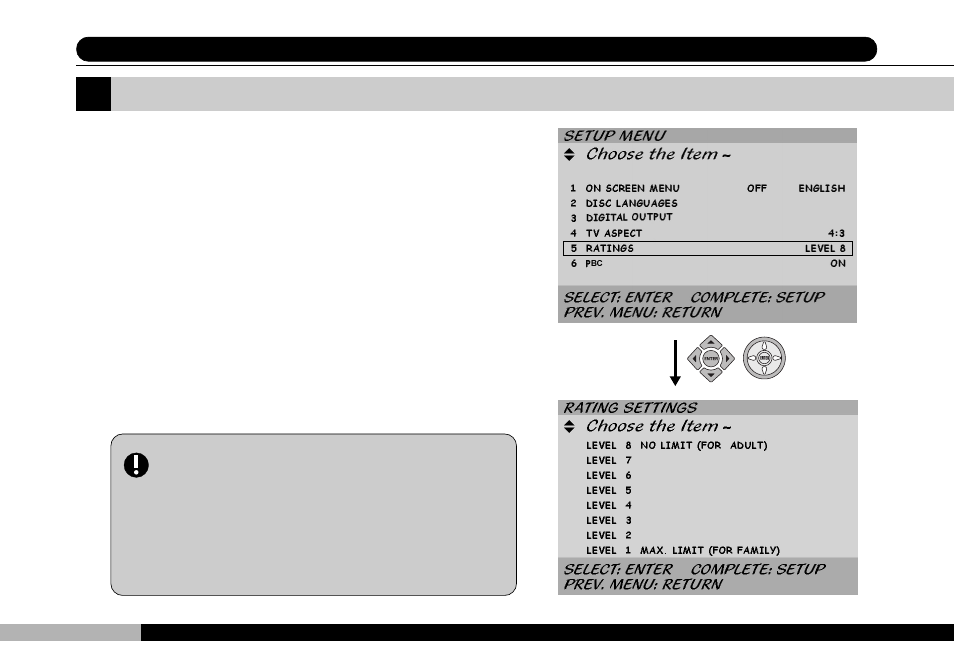 Ratings | Audiovox DVD1500 User Manual | Page 58 / 91