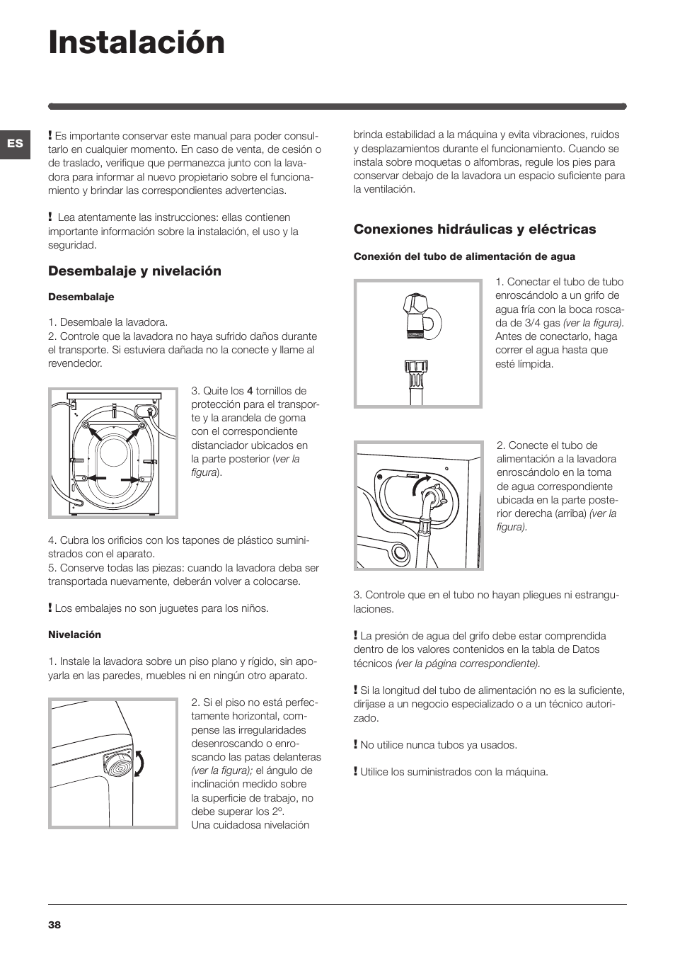 Instalación | Indesit IWD-71051-C-ECO-(EU) User Manual | Page 38 / 84