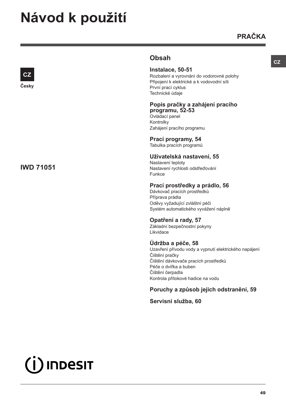 Indesit IWD-71051-C-ECO-(EU) User Manual | Page 49 / 84