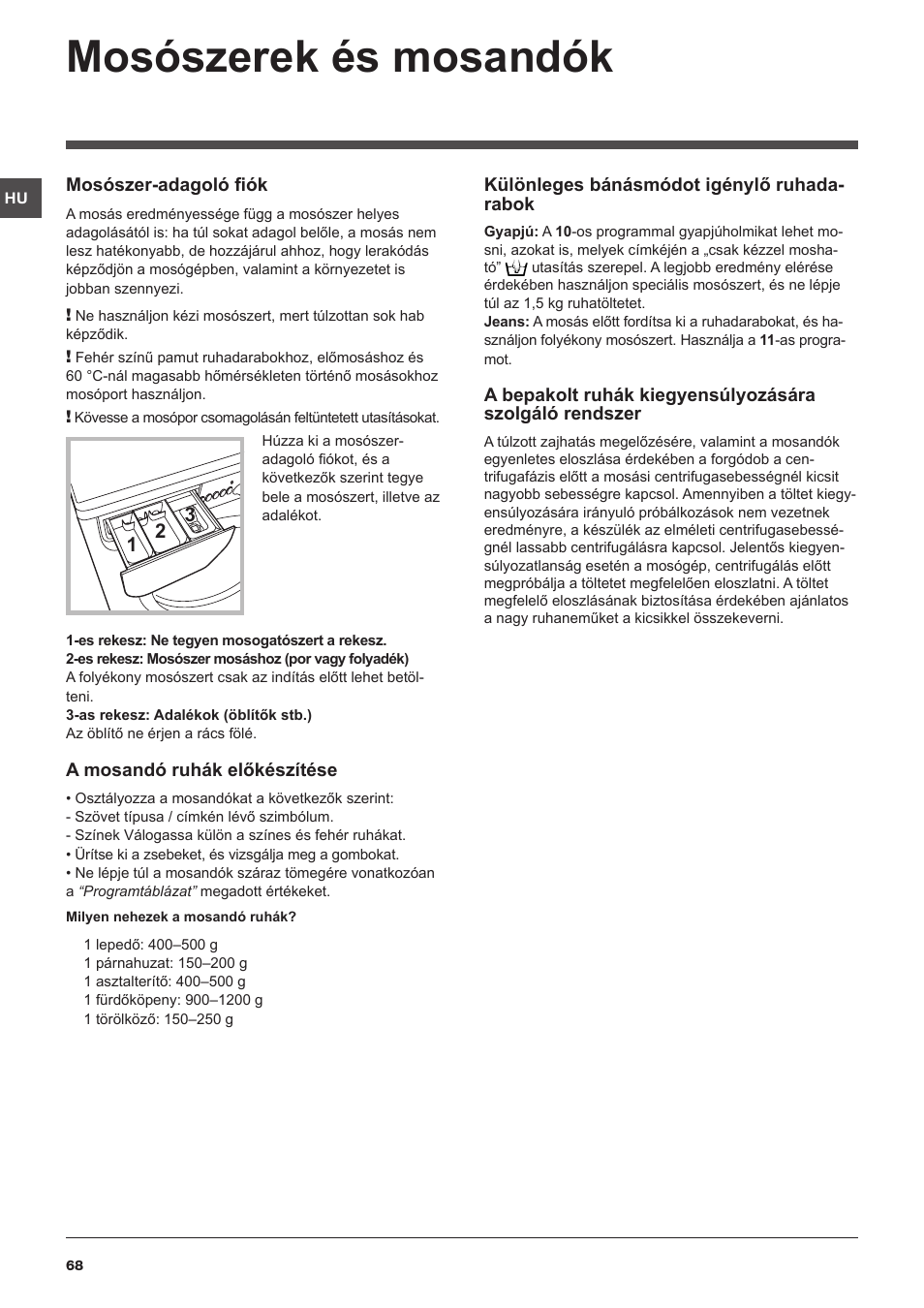 Mosószerek és mosandók | Indesit IWD-71051-C-ECO-(EU) User Manual | Page 68 / 84