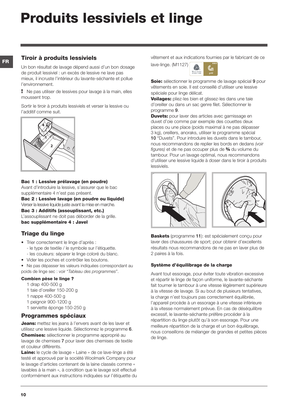 Produits lessiviels et linge | Indesit PWDE-81473-W-(EU) User Manual | Page 10 / 72