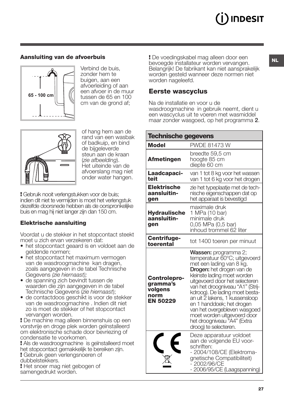 Indesit PWDE-81473-W-(EU) User Manual | Page 27 / 72