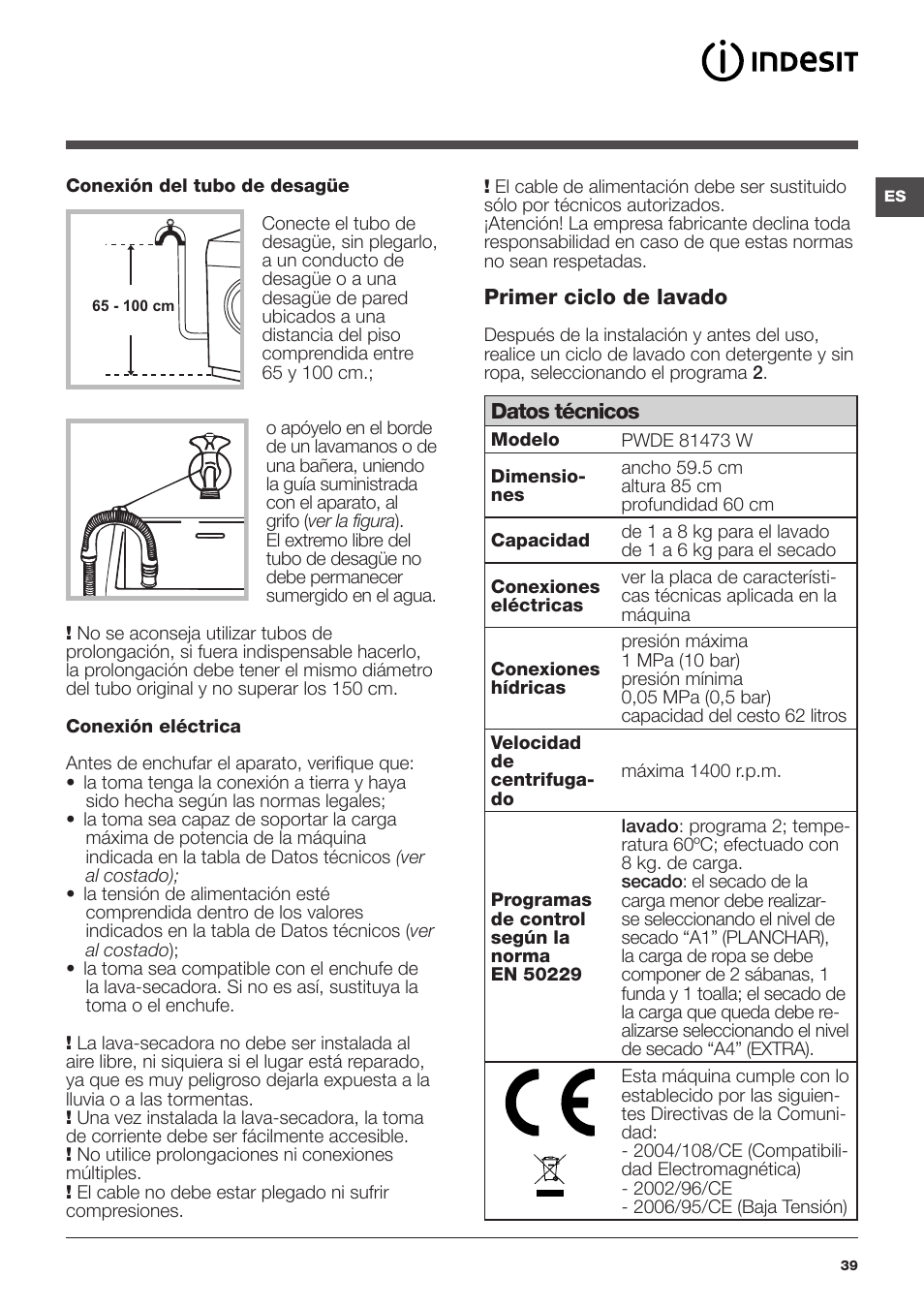 Indesit PWDE-81473-W-(EU) User Manual | Page 39 / 72