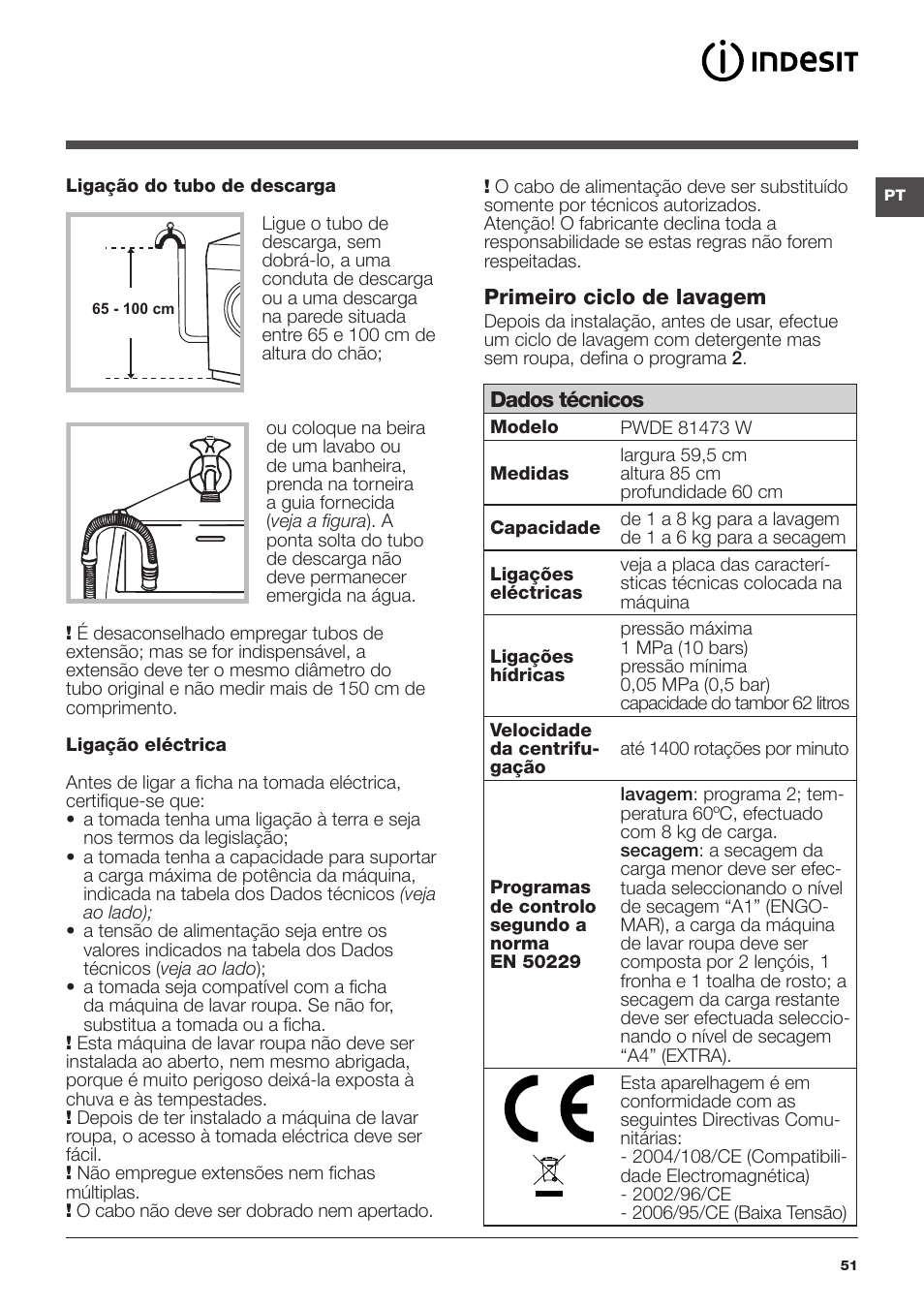 Indesit PWDE-81473-W-(EU) User Manual | Page 51 / 72