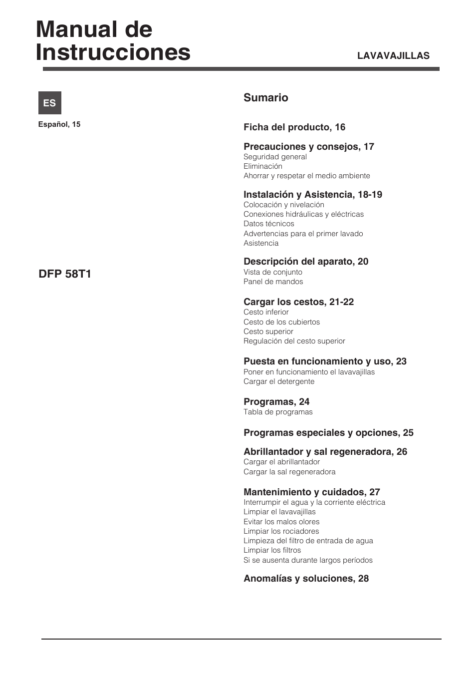 116237_es, Manual de instrucciones | Indesit DFP-58T1-C-NX-EU User Manual | Page 15 / 44