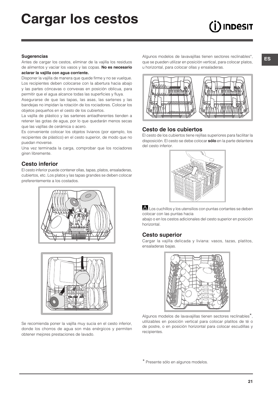Cargar los cestos | Indesit DFP-58T1-C-NX-EU User Manual | Page 21 / 44