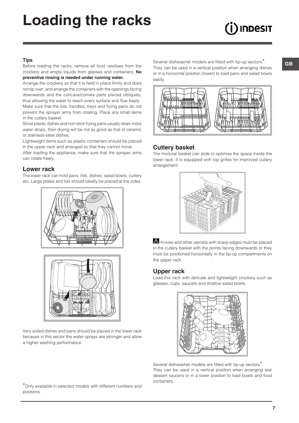 Loading the racks | Indesit DFP-58T1-C-NX-EU User Manual | Page 7 / 44