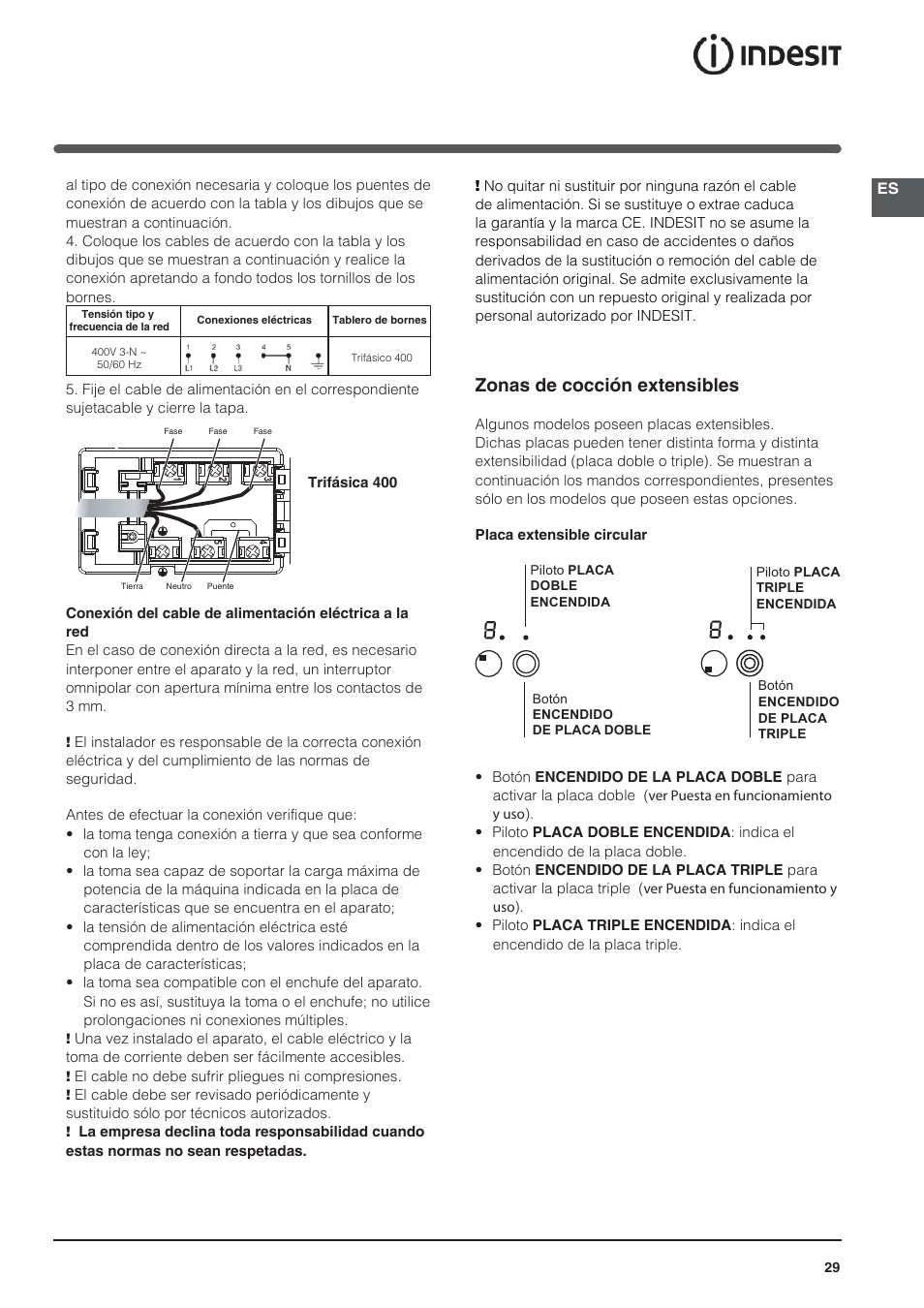 Zonas de cocción extensibles | Indesit VRA-640-C-(PT)-S User Manual | Page 29 / 84