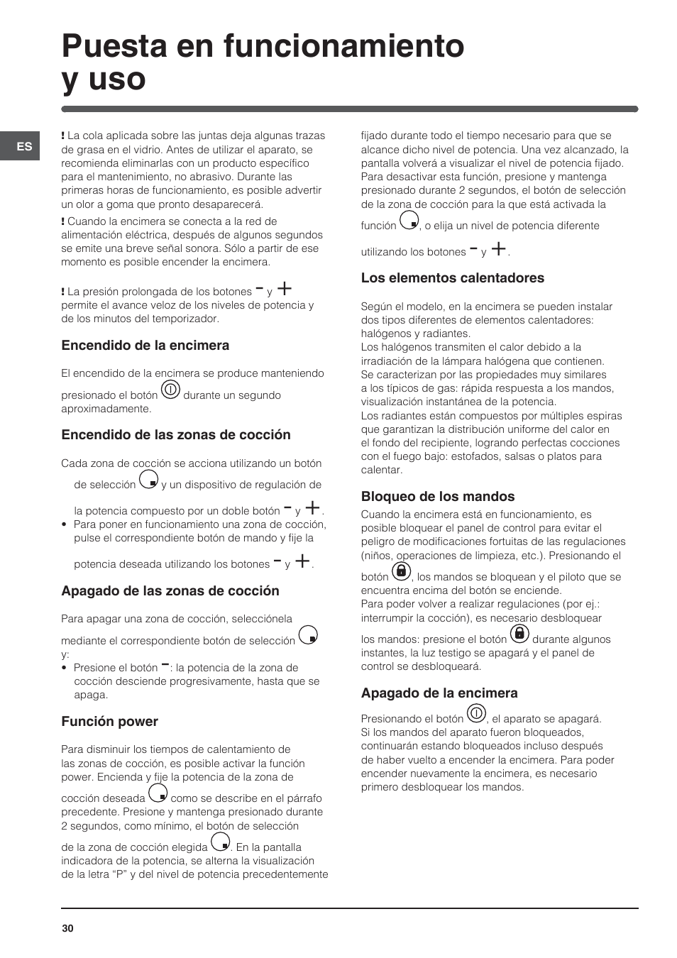 Puesta en funcionamiento y uso | Indesit VRA-640-C-(PT)-S User Manual | Page 30 / 84