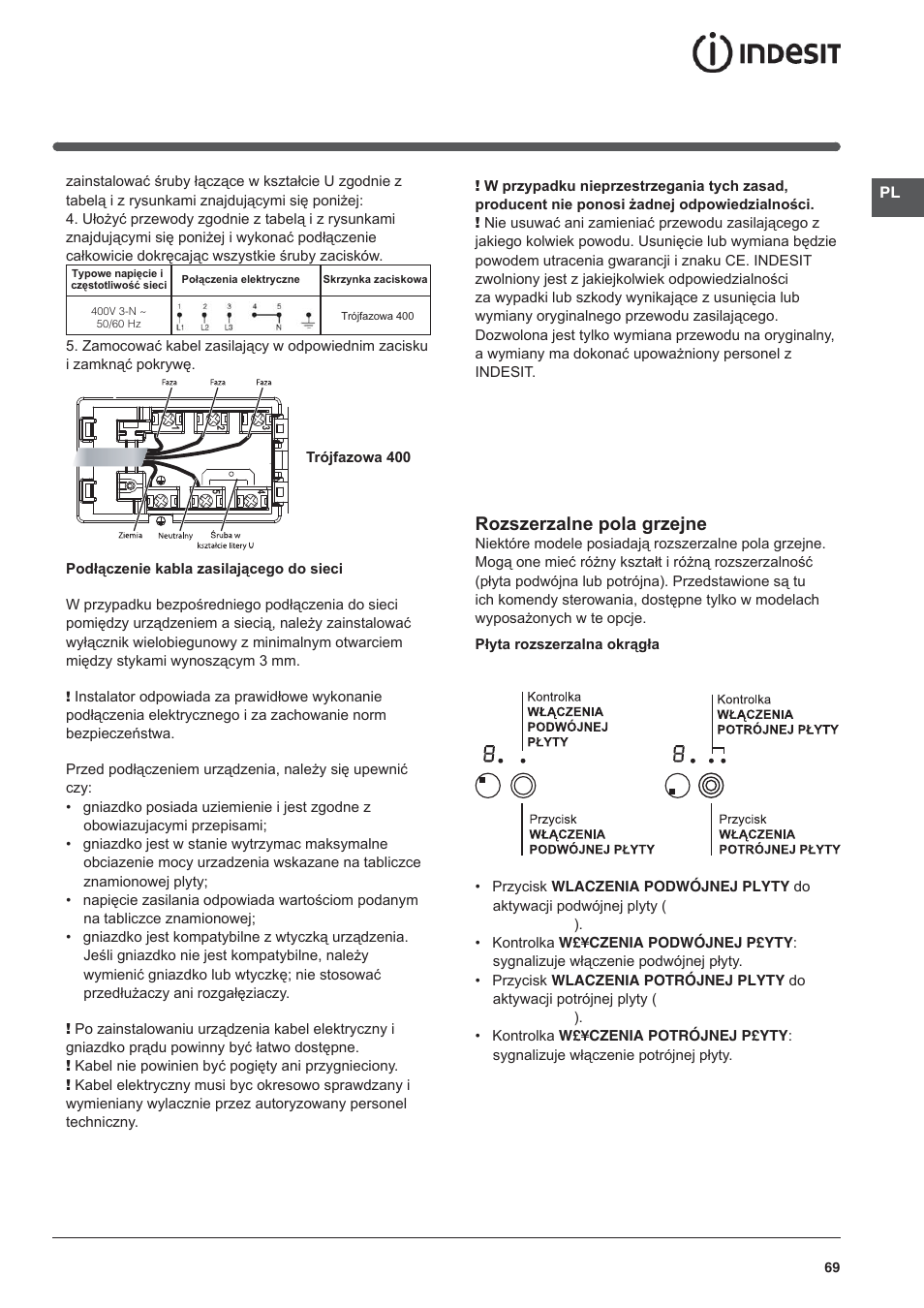 Rozszerzalne pola grzejne | Indesit VRA-640-C-(PT)-S User Manual | Page 69 / 84