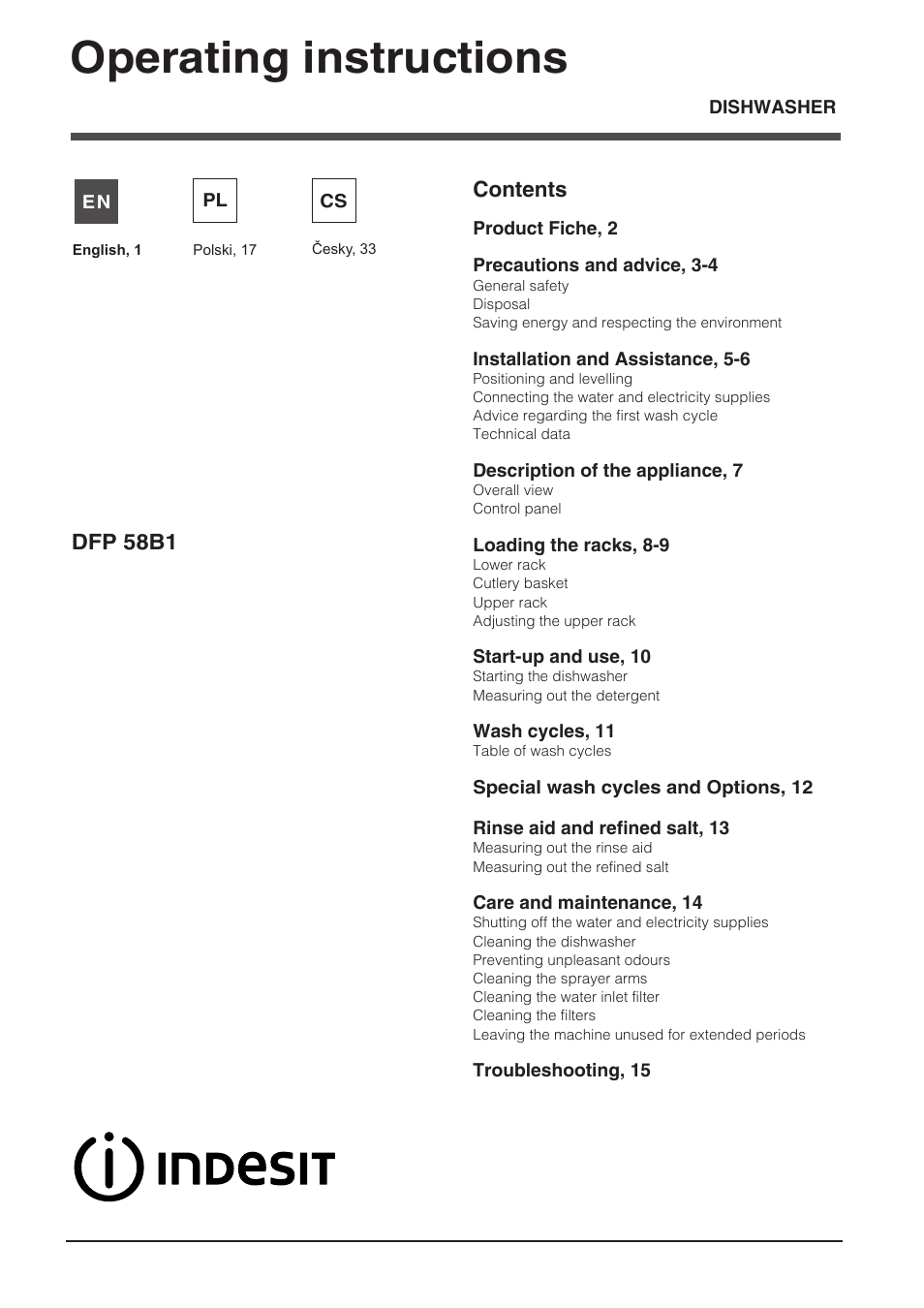 Indesit DFP-58B1-NX-EU User Manual | 48 pages