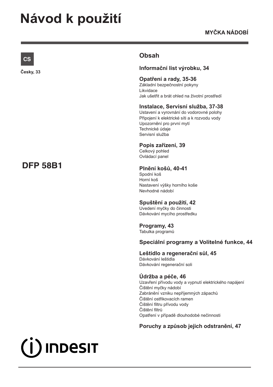 Indesit DFP-58B1-NX-EU User Manual | Page 33 / 48