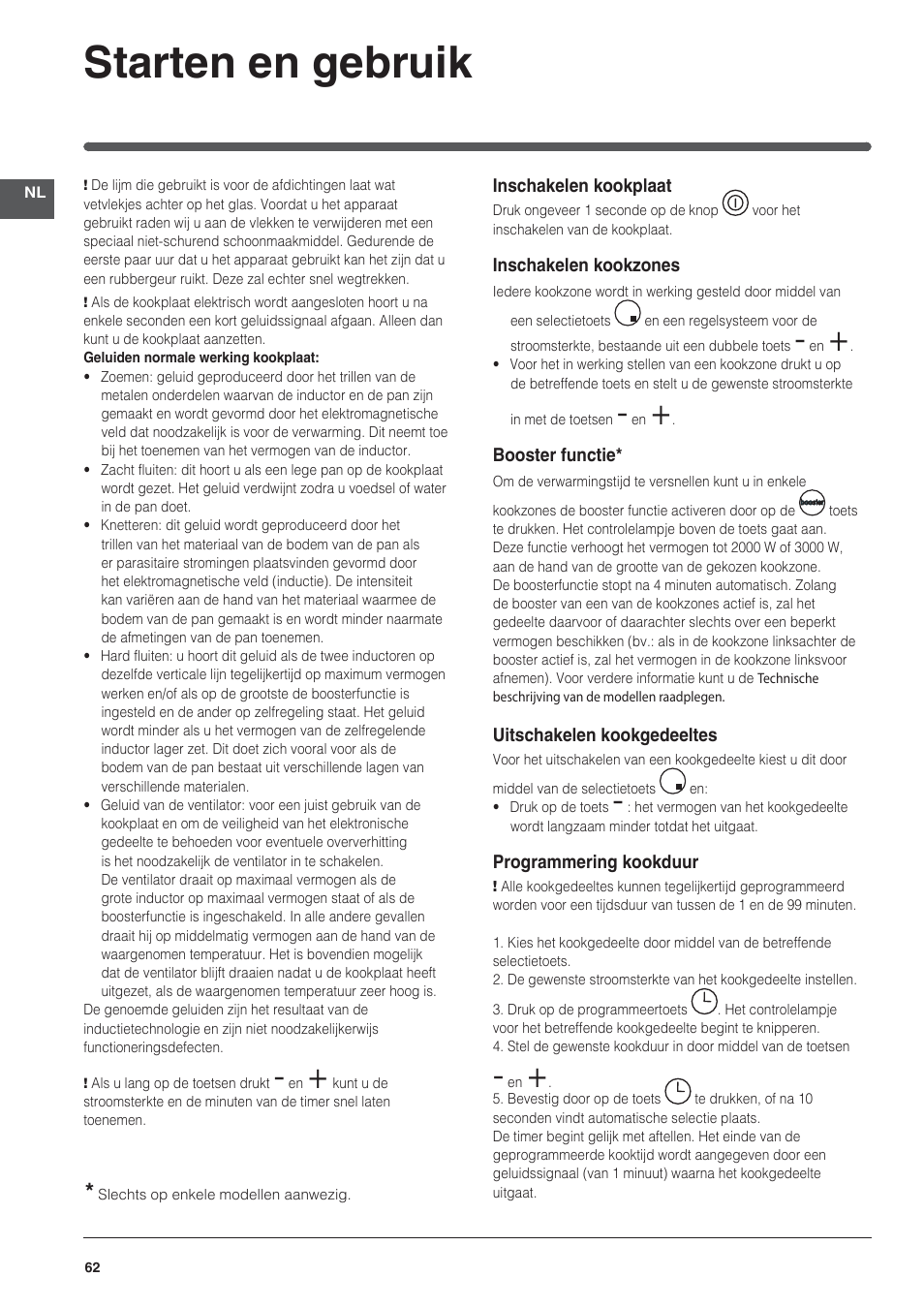 Starten en gebruik | Indesit VIA 640 C User Manual | Page 62 / 84