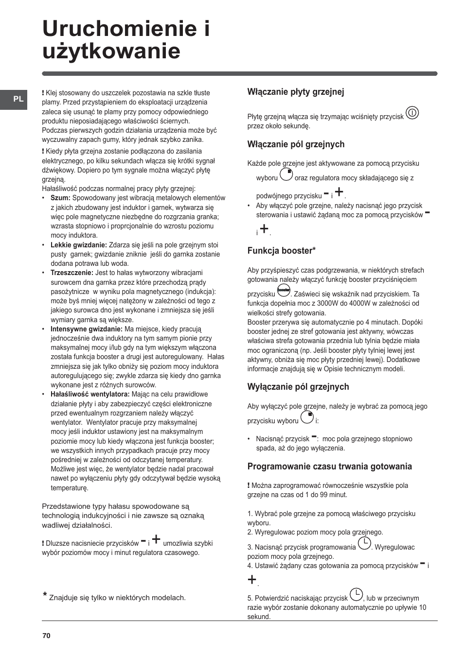 Uruchomienie i użytkowanie | Indesit VIA 640 C User Manual | Page 70 / 84