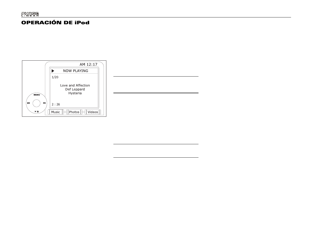 Operación de ipod | Audiovox Phase Linear UDV7 User Manual | Page 56 / 92