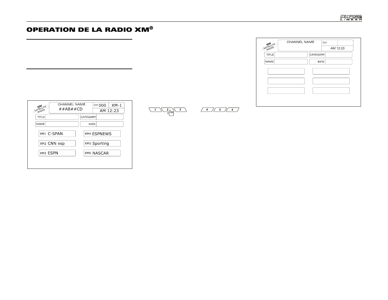 Operation de la radio xm | Audiovox Phase Linear UDV7 User Manual | Page 57 / 92