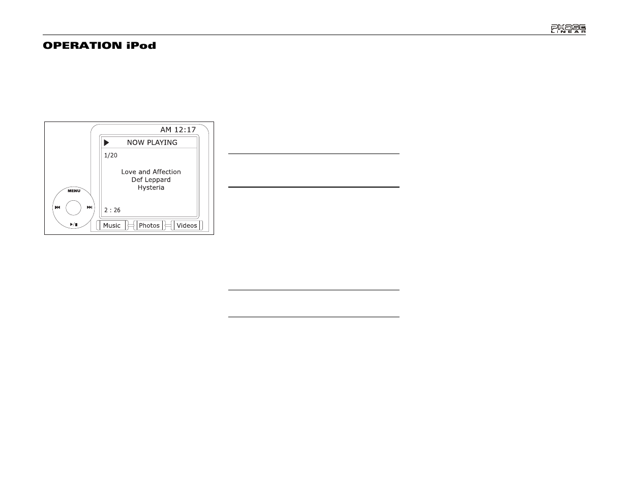 Operation ipod | Audiovox Phase Linear UDV7 User Manual | Page 85 / 92