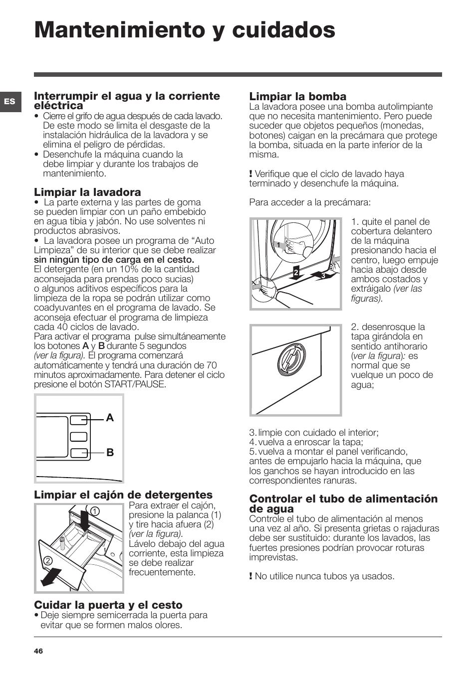 Mantenimiento y cuidados | Indesit XWE-91483X-W-EU User Manual | Page 46 / 72