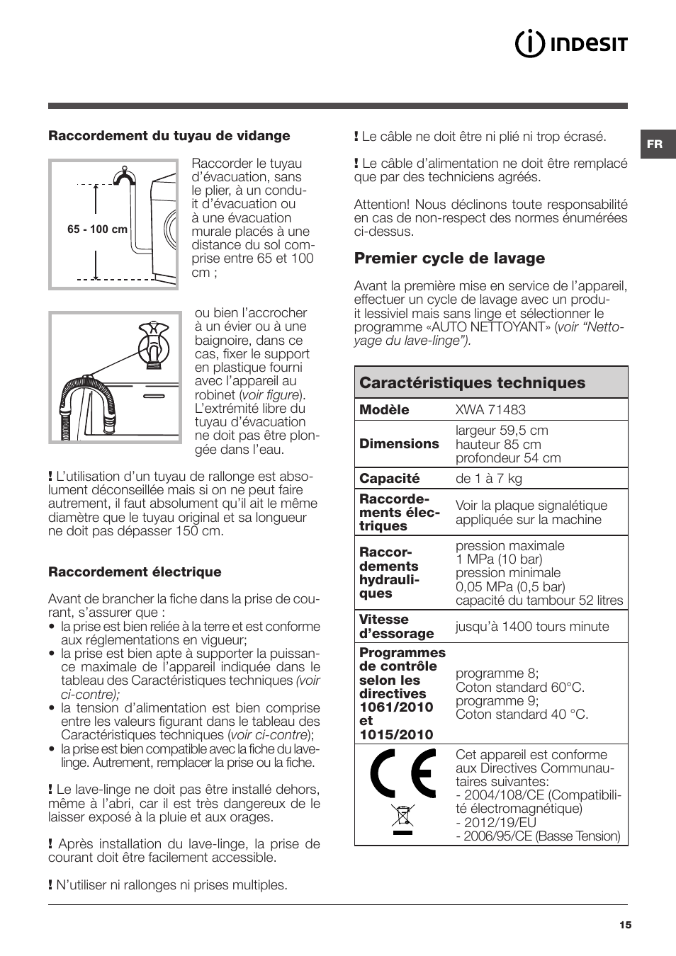 Indesit XWA-71483X-W-EU User Manual | Page 15 / 72