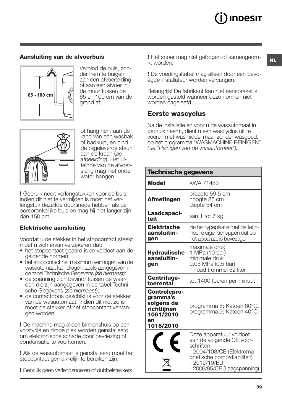 Indesit XWA-71483X-W-EU User Manual | Page 39 / 72