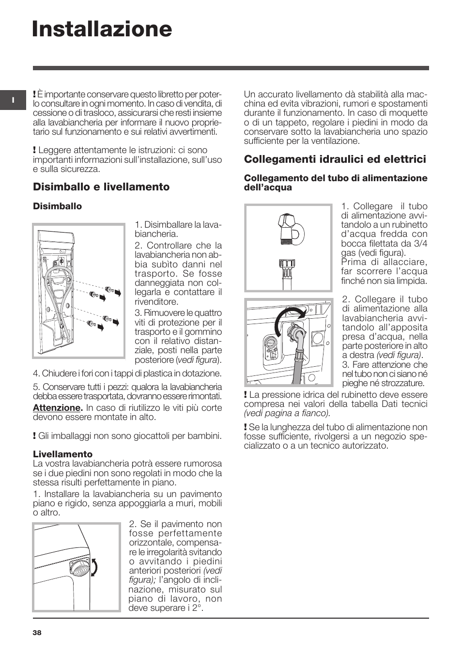 Installazione | Indesit WITL-1051(EU) User Manual | Page 38 / 48