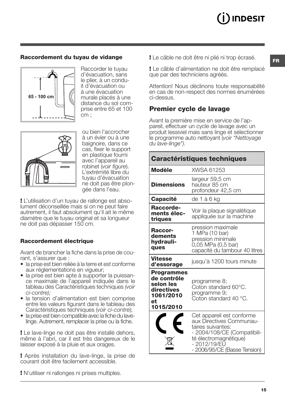 Indesit XWSA-61253-W-EU User Manual | Page 15 / 72