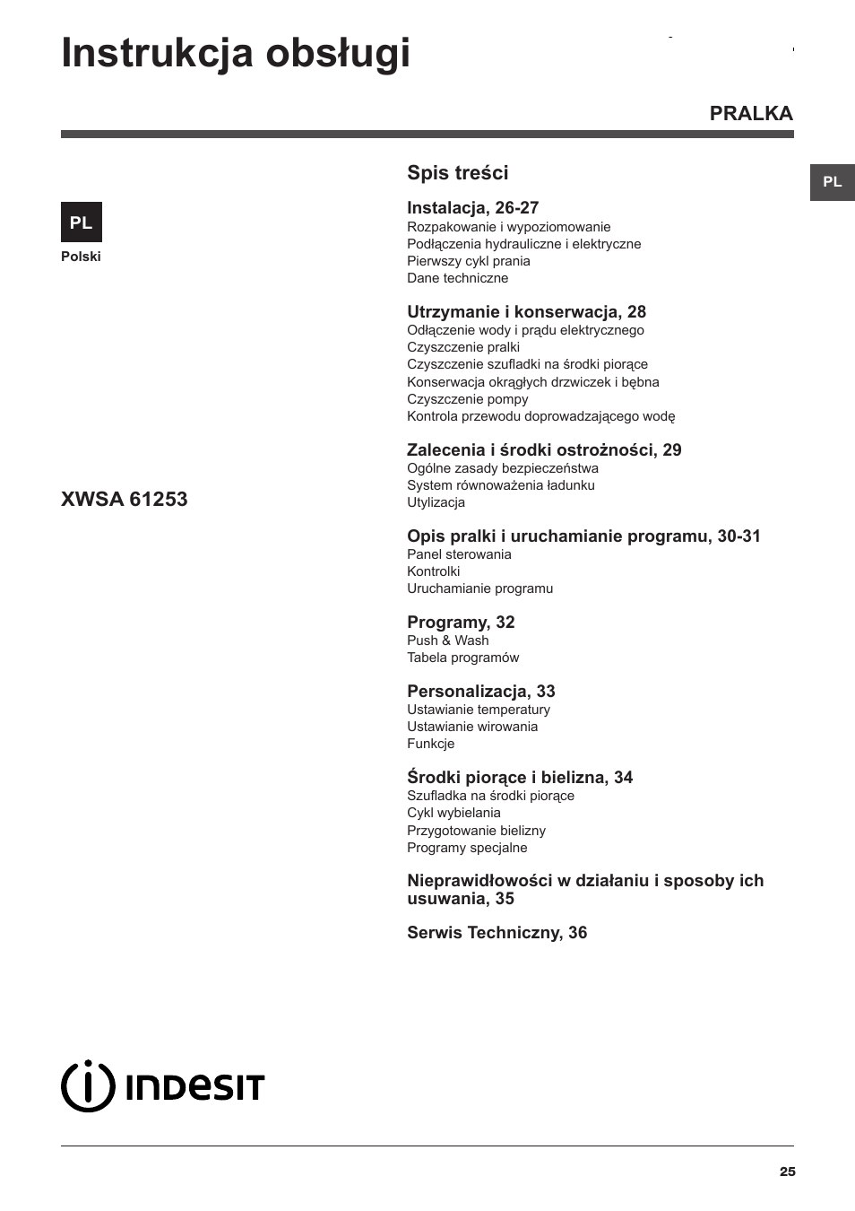 Indesit XWSA-61253-W-EU User Manual | Page 25 / 72