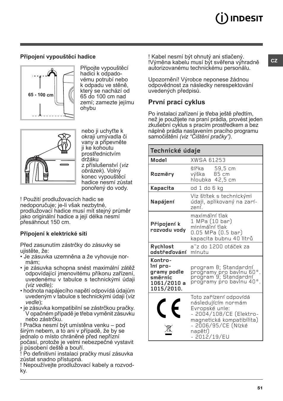 Indesit XWSA-61253-W-EU User Manual | Page 51 / 72