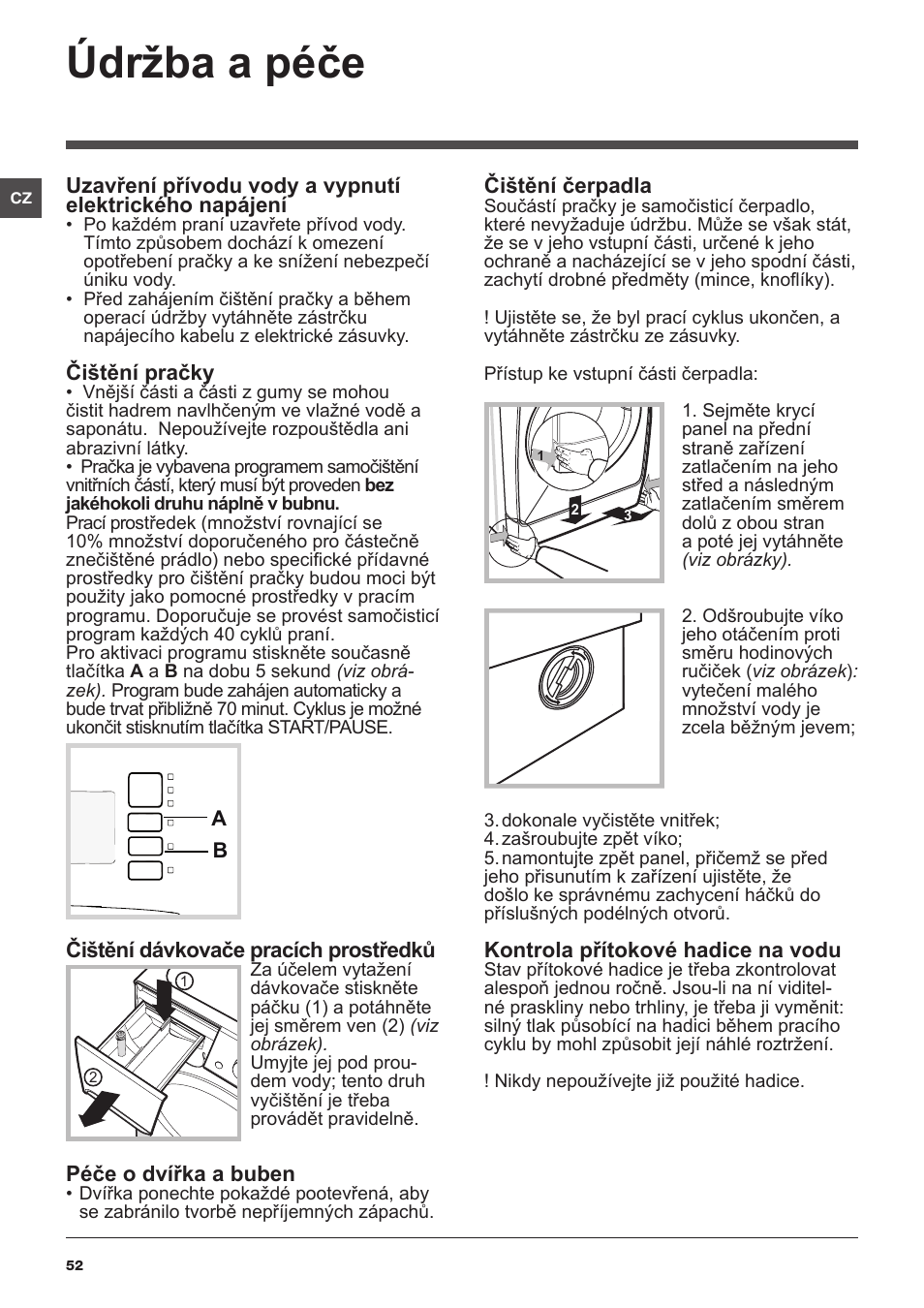 Údržba a péče | Indesit XWSA-61253-W-EU User Manual | Page 52 / 72