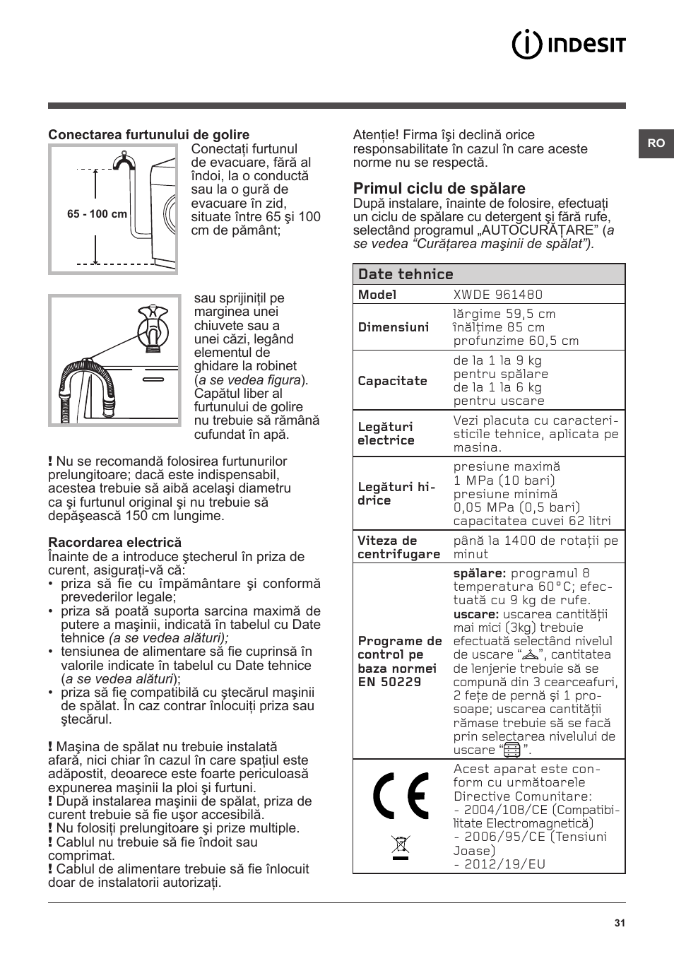 Indesit XWDE-961480X-WSSS-EU User Manual | Page 31 / 44