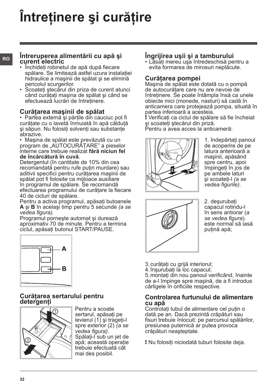 Întreţinere şi curăţire | Indesit XWDE-961480X-WSSS-EU User Manual | Page 32 / 44