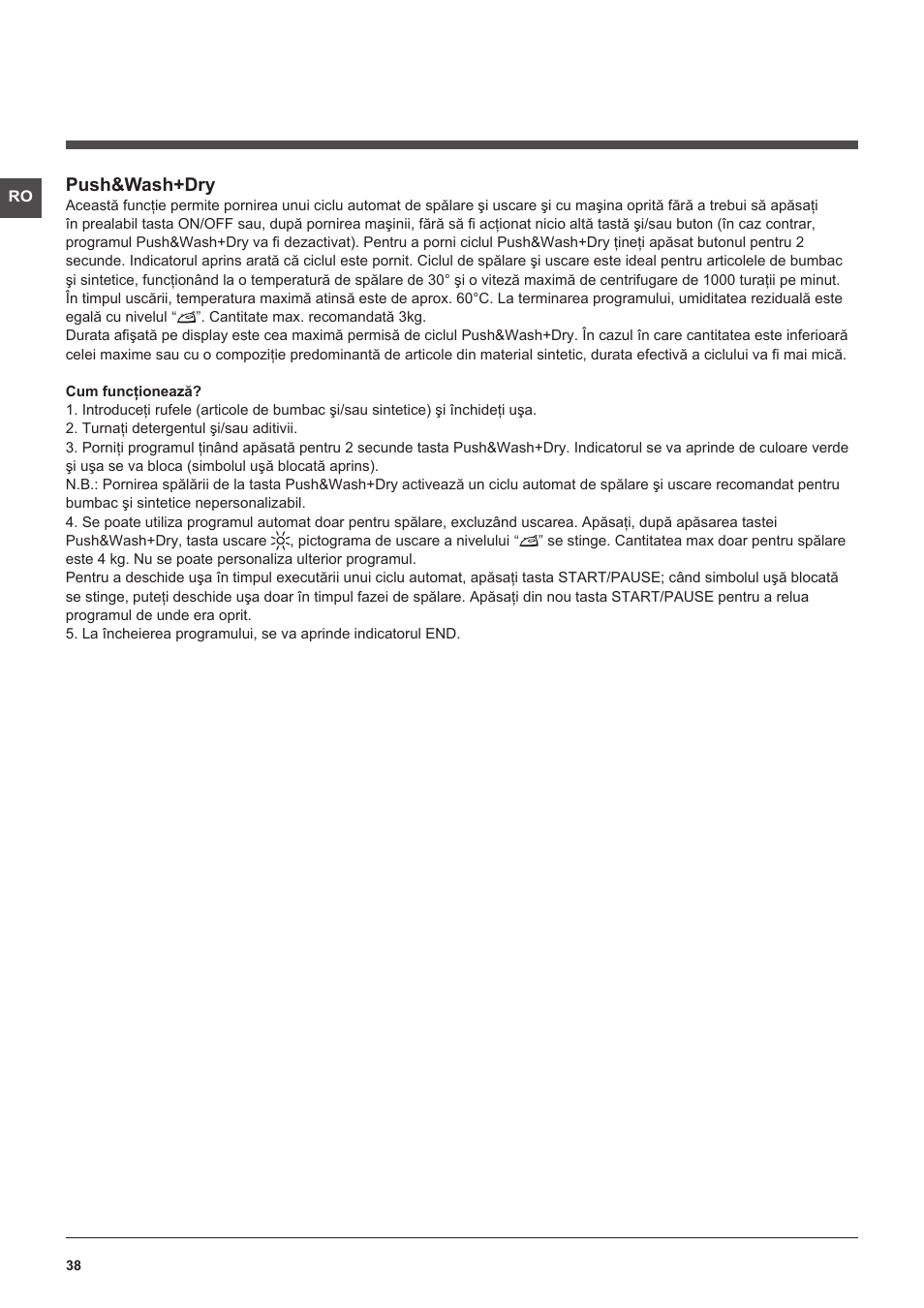 Push&wash+dry | Indesit XWDE-961480X-WSSS-EU User Manual | Page 38 / 44