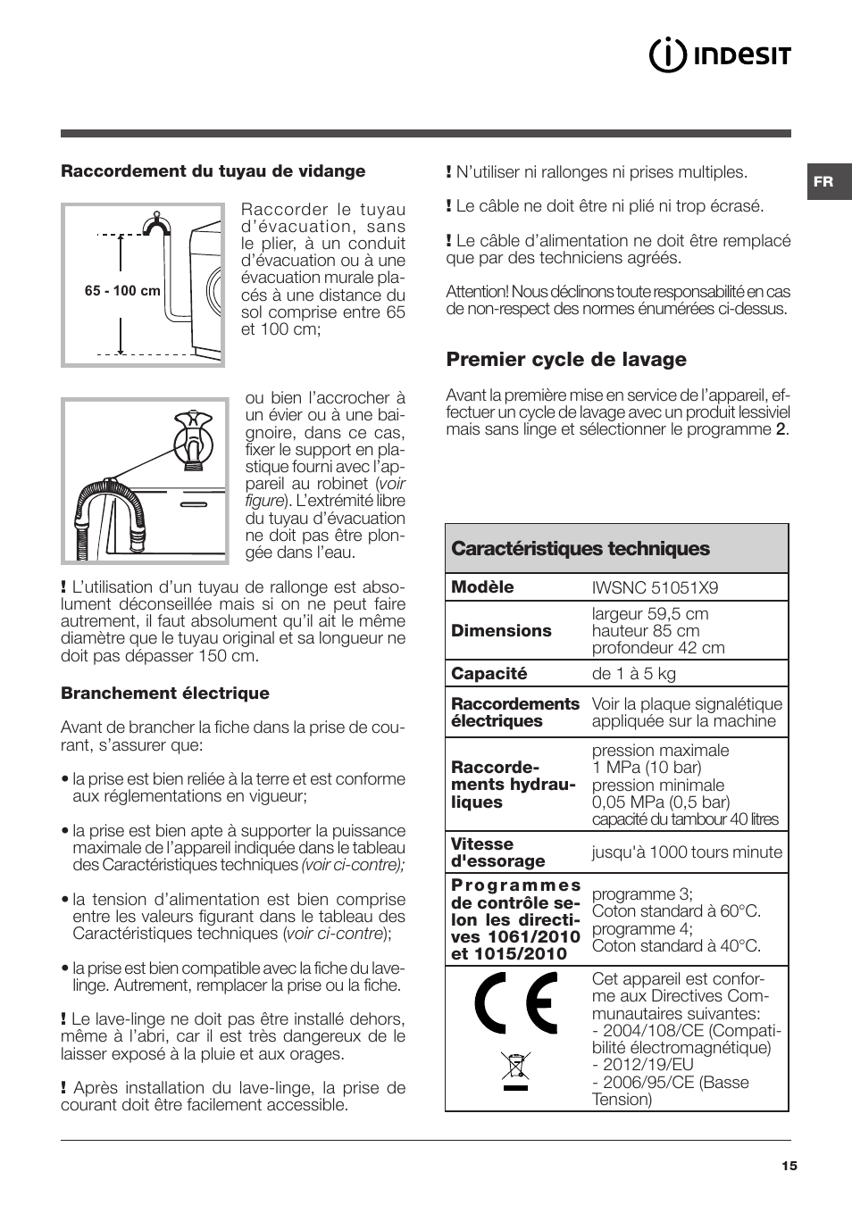 Indesit IWSNC-51051X9-EU User Manual | Page 15 / 48