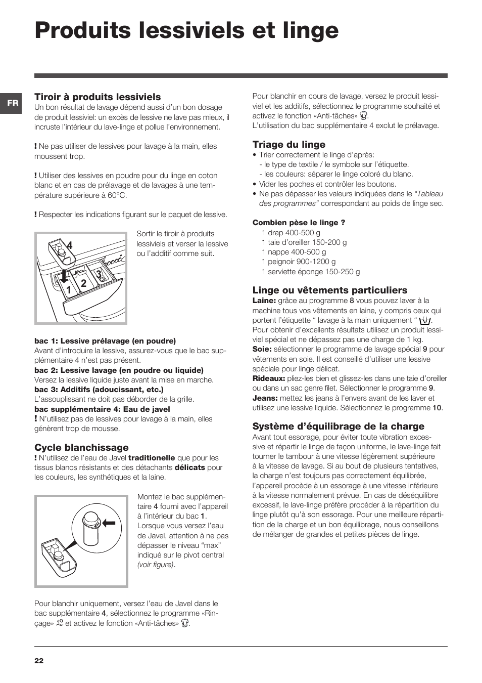 Produits lessiviels et linge | Indesit IWSNC-51051X9-EU User Manual | Page 22 / 48