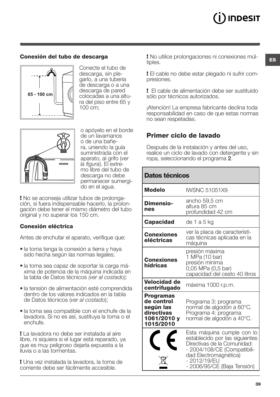 Indesit IWSNC-51051X9-EU User Manual | Page 39 / 48