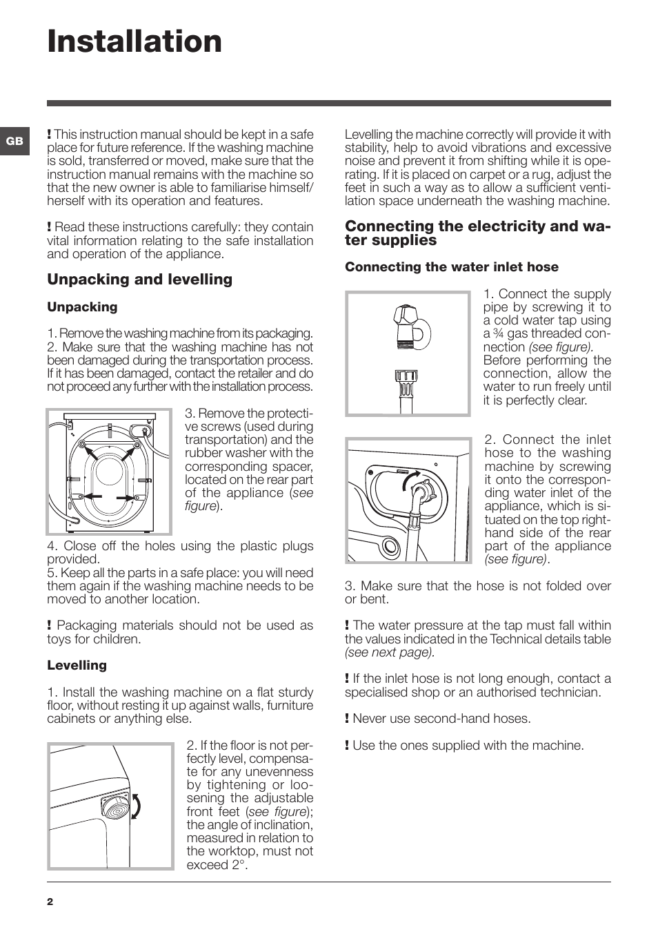 Installation | Indesit IWC-71283-C-ECO-EU User Manual | Page 2 / 84