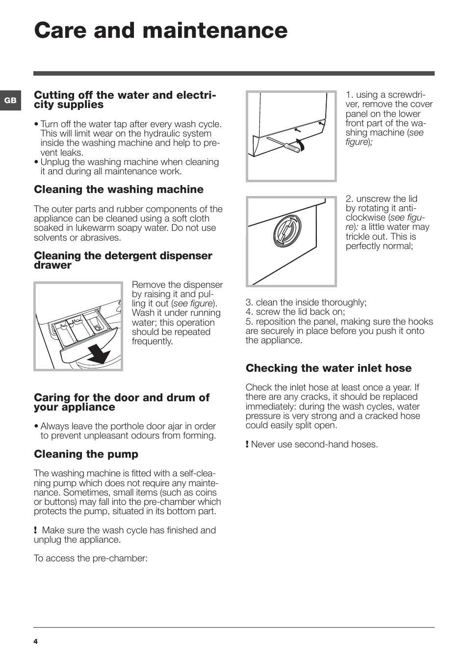 Care and maintenance | Indesit IWC-71283-C-ECO-EU User Manual | Page 4 / 84