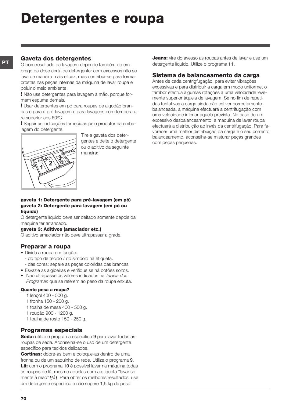 Detergentes e roupa | Indesit IWC-71283-C-ECO-EU User Manual | Page 70 / 84