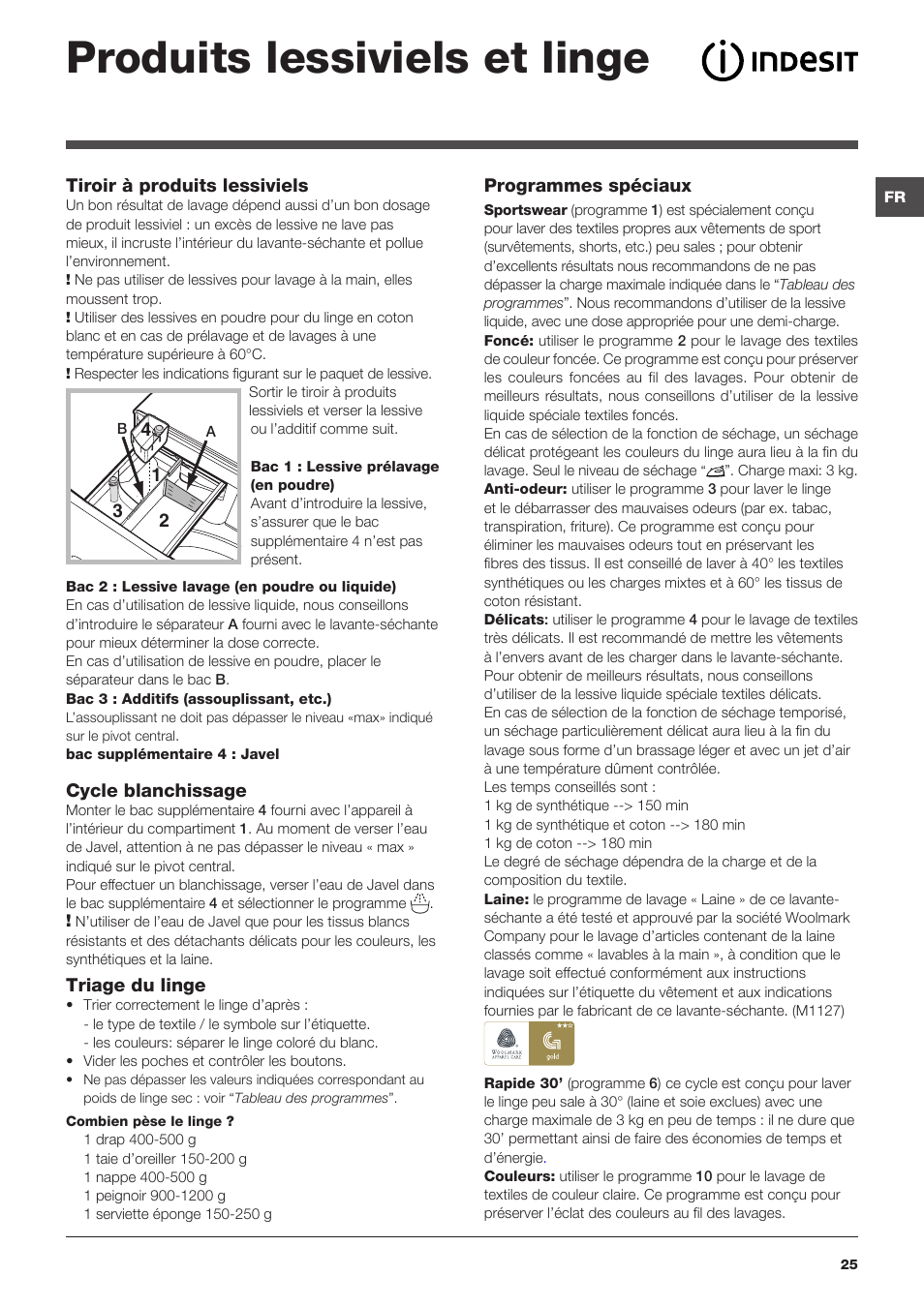 Produits lessiviels et linge | Indesit XWDE-861480X-W-EU User Manual | Page 25 / 84