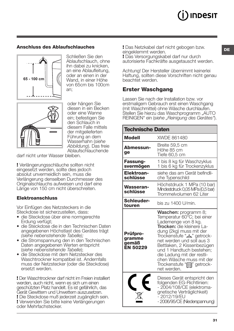 Indesit XWDE-861480X-W-EU User Manual | Page 31 / 84