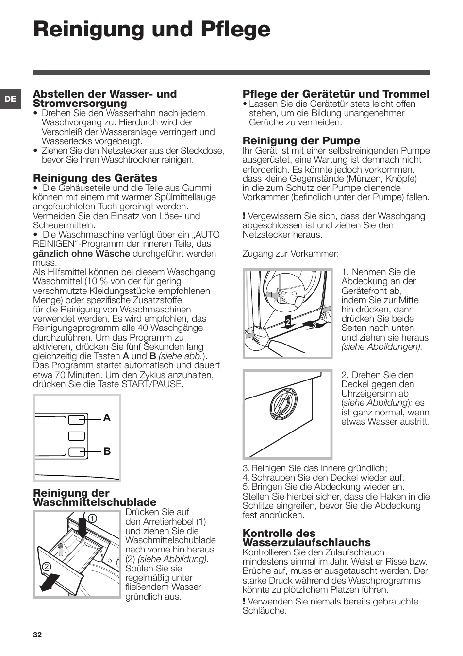Reinigung und pflege | Indesit XWDE-861480X-W-EU User Manual | Page 32 / 84