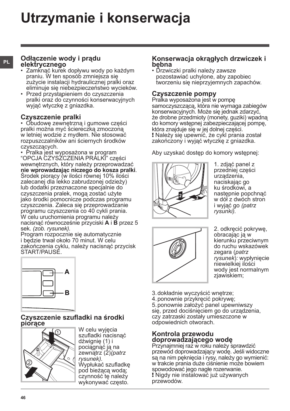 Utrzymanie i konserwacja | Indesit XWDE-861480X-W-EU User Manual | Page 46 / 84