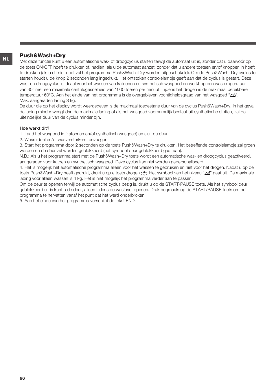 Push&wash+dry | Indesit XWDE-861480X-W-EU User Manual | Page 66 / 84