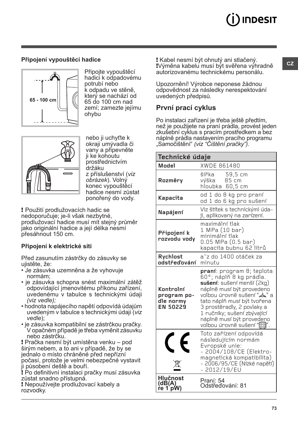 Indesit XWDE-861480X-W-EU User Manual | Page 73 / 84